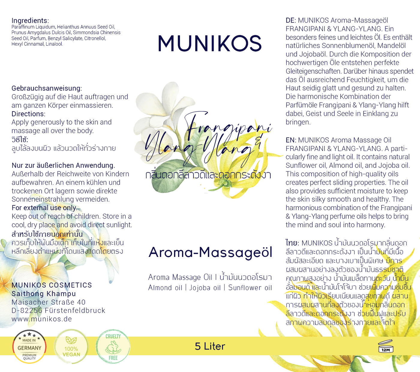 Aroma Massage Oil FRANGIPANI & YLANG-YLANG